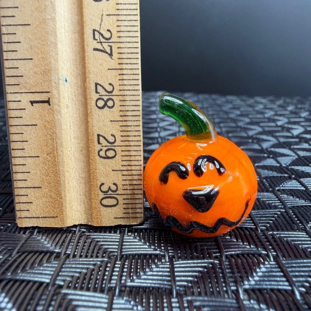 Venetian Glass Miniature Pumpkin‎ Jack O Lantern Halloween Decor Set of 3 VTG